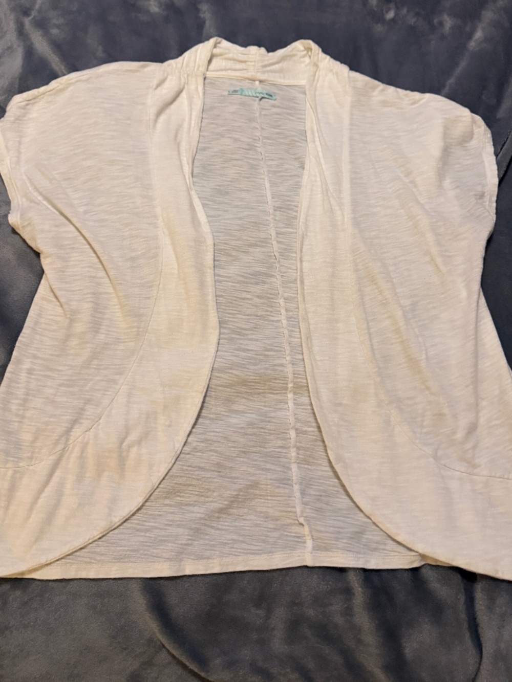 Maurices Women's Large White Open Front Short Sleeve Cardigan